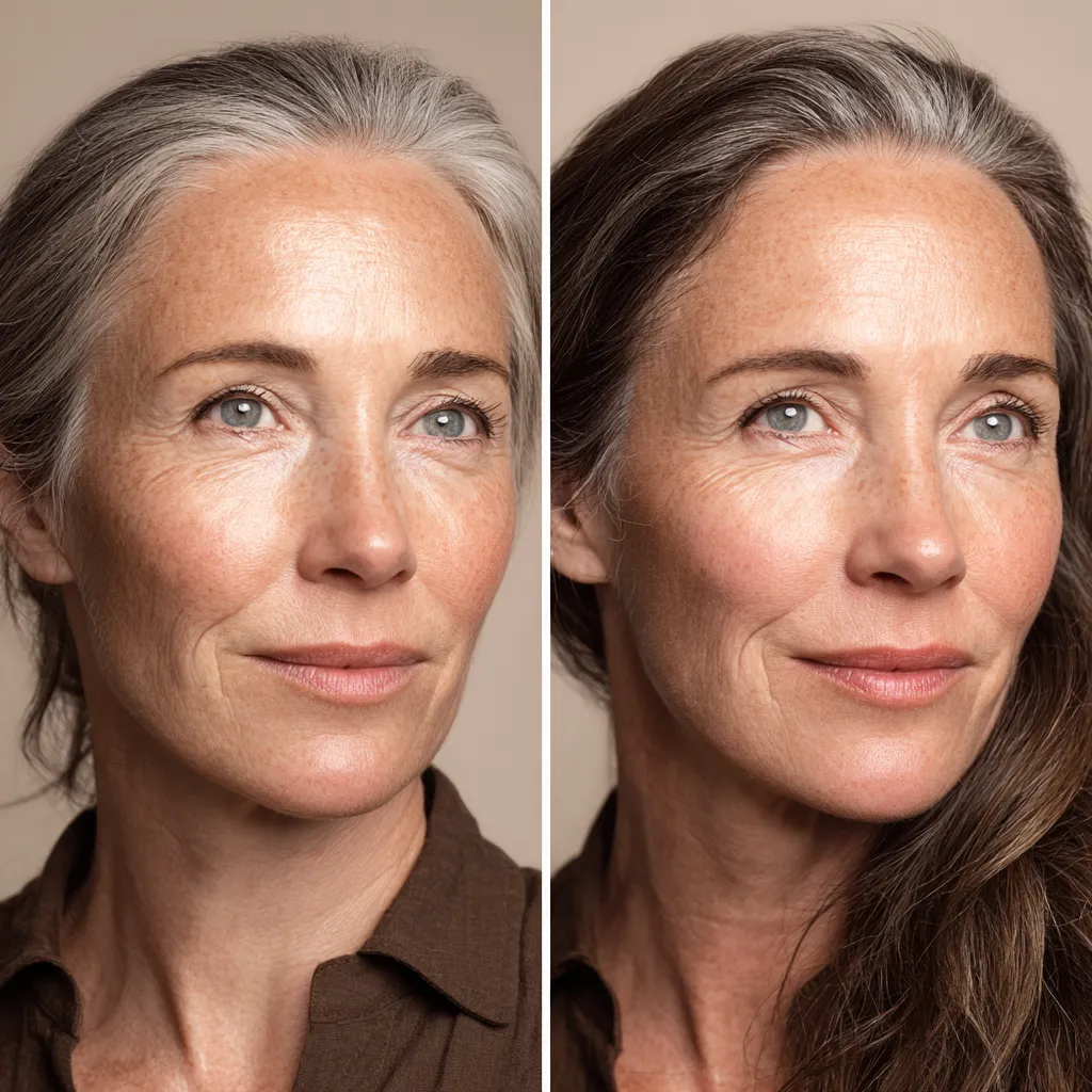 Before and after comparison showing skin tightening and contouring of the neck and jawline area after Morpheus8 treatment, with visibly smoother skin texture.